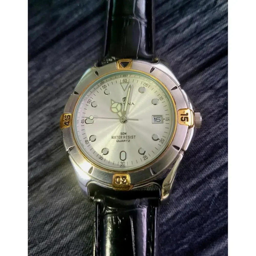 Rare Vintage Festina Vera Pelle Swiss 6077 Diver‎ Mens Watch